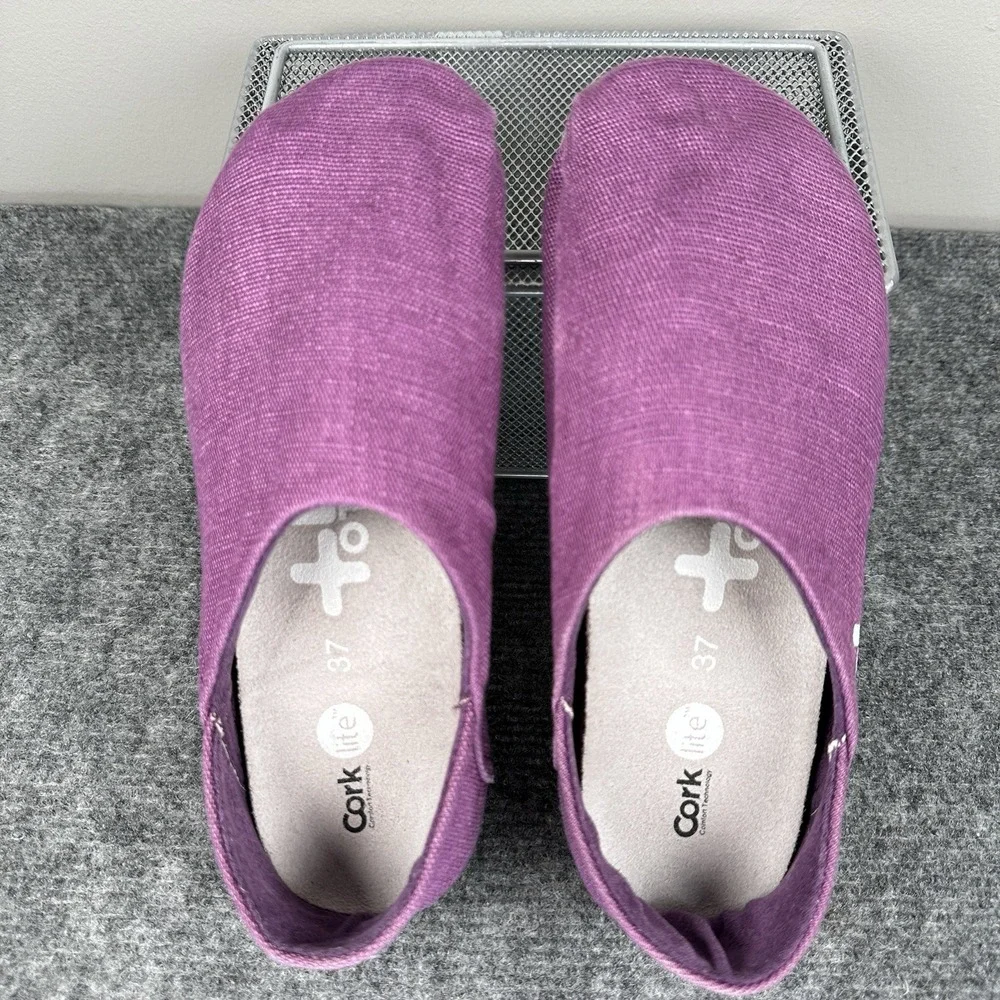 Otz Cork Lite Purple Linen Slip On Comfort Shoes EU 37 Women's 7 Boho